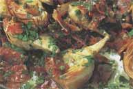 artichokes with cured ham